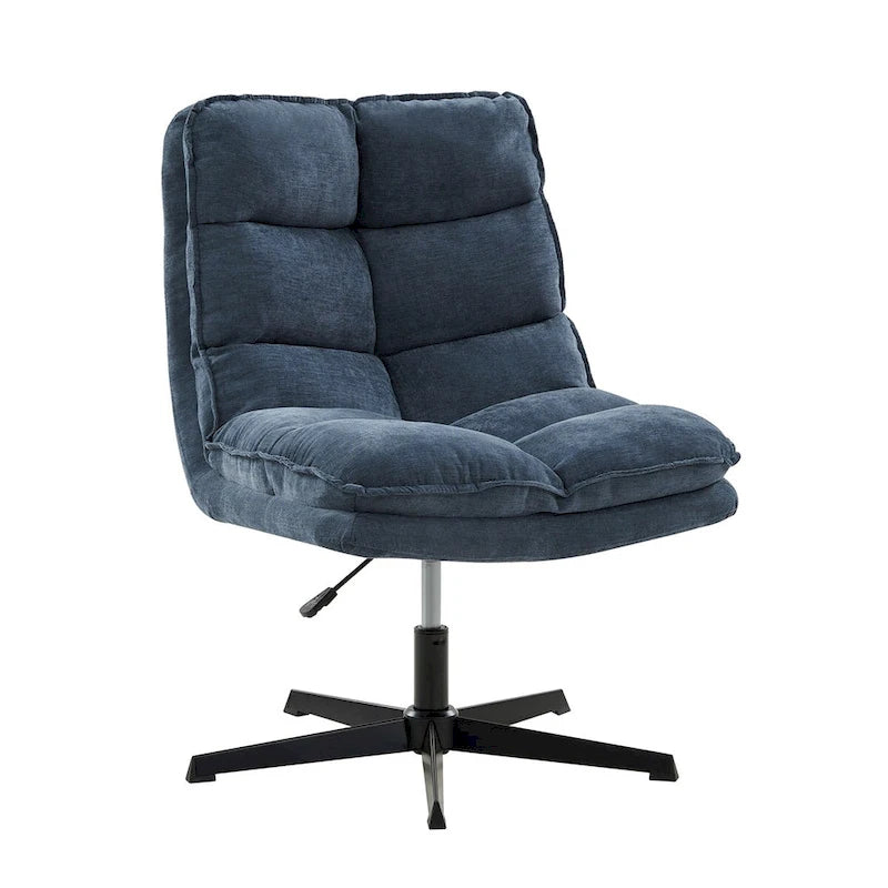 Fauteuil de bureau pivotant à 360° sans accoudoirs capitonné beige / moutarde / bleu marine, individuel