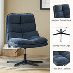 Fauteuil de bureau pivotant à 360° sans accoudoirs capitonné beige / moutarde / bleu marine, individuel