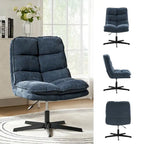 Fauteuil de bureau pivotant à 360° sans accoudoirs capitonné beige / moutarde / bleu marine, individuel