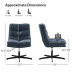 Fauteuil de bureau pivotant à 360° sans accoudoirs capitonné beige / moutarde / bleu marine, individuel
