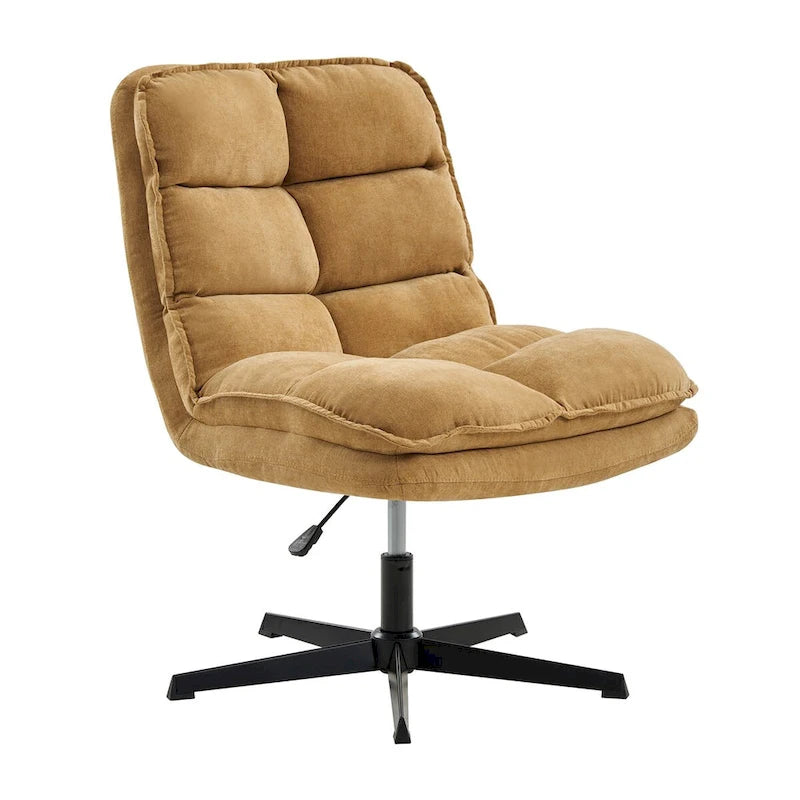 Fauteuil de bureau pivotant à 360° sans accoudoirs capitonné beige / moutarde / bleu marine, individuel