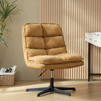Fauteuil de bureau pivotant à 360° sans accoudoirs capitonné beige / moutarde / bleu marine, individuel