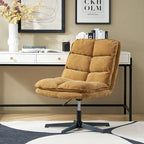 Fauteuil de bureau pivotant à 360° sans accoudoirs capitonné beige / moutarde / bleu marine, individuel