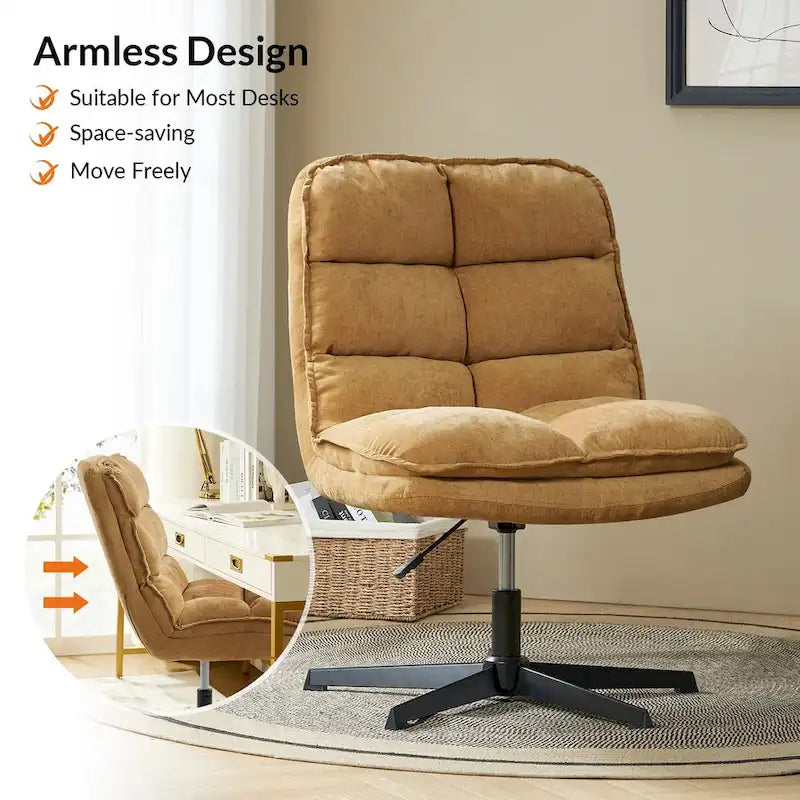 Fauteuil de bureau pivotant à 360° sans accoudoirs capitonné beige / moutarde / bleu marine, individuel