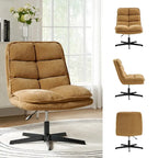 Fauteuil de bureau pivotant à 360° sans accoudoirs capitonné beige / moutarde / bleu marine, individuel