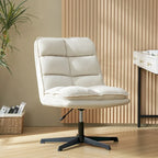 Fauteuil de bureau pivotant à 360° sans accoudoirs capitonné beige / moutarde / bleu marine, individuel