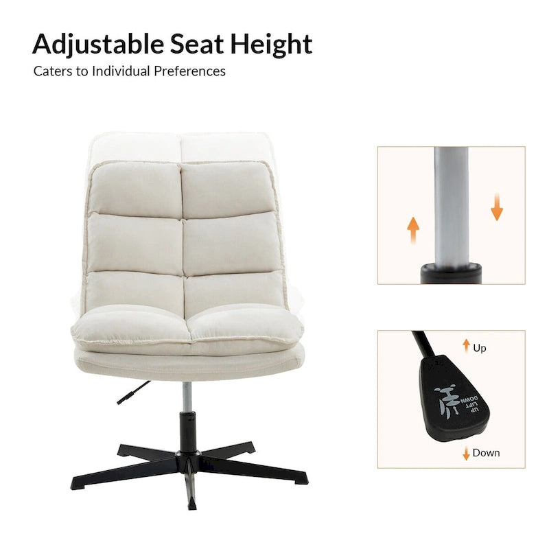 Fauteuil de bureau pivotant à 360° sans accoudoirs capitonné beige / moutarde / bleu marine, individuel