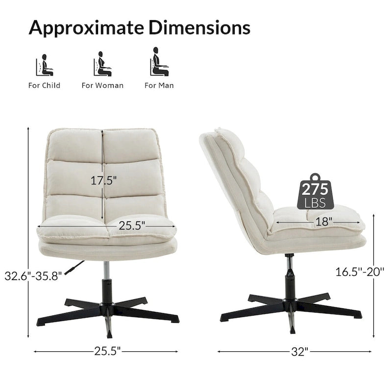 Fauteuil de bureau pivotant à 360° sans accoudoirs capitonné beige / moutarde / bleu marine, individuel