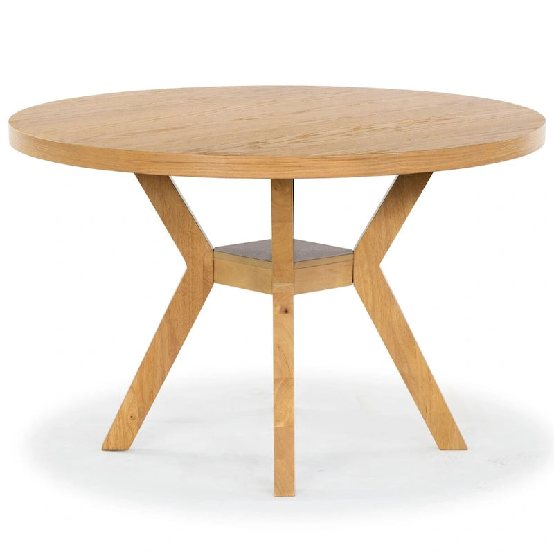 Table à manger ronde en bois naturel, 6 places