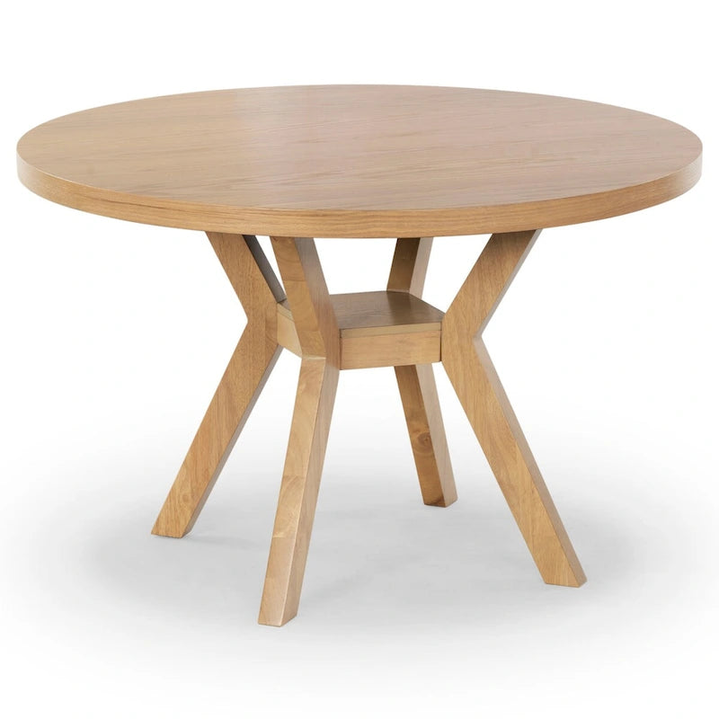 Table à manger ronde en bois naturel, 6 places