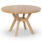 Table à manger ronde en bois naturel, 6 places