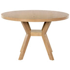 Table à manger ronde en bois naturel, 6 places