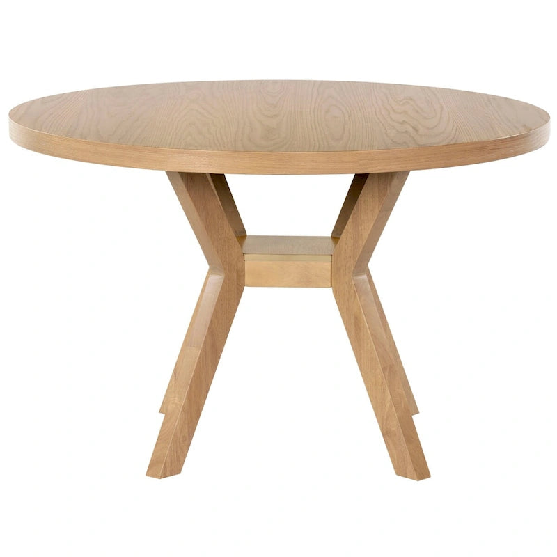 Table à manger ronde en bois naturel, 6 places