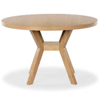Table à manger ronde en bois naturel, 6 places