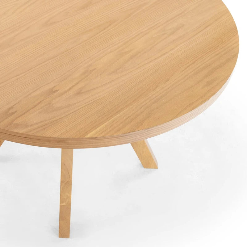 Table à manger ronde en bois naturel, 6 places