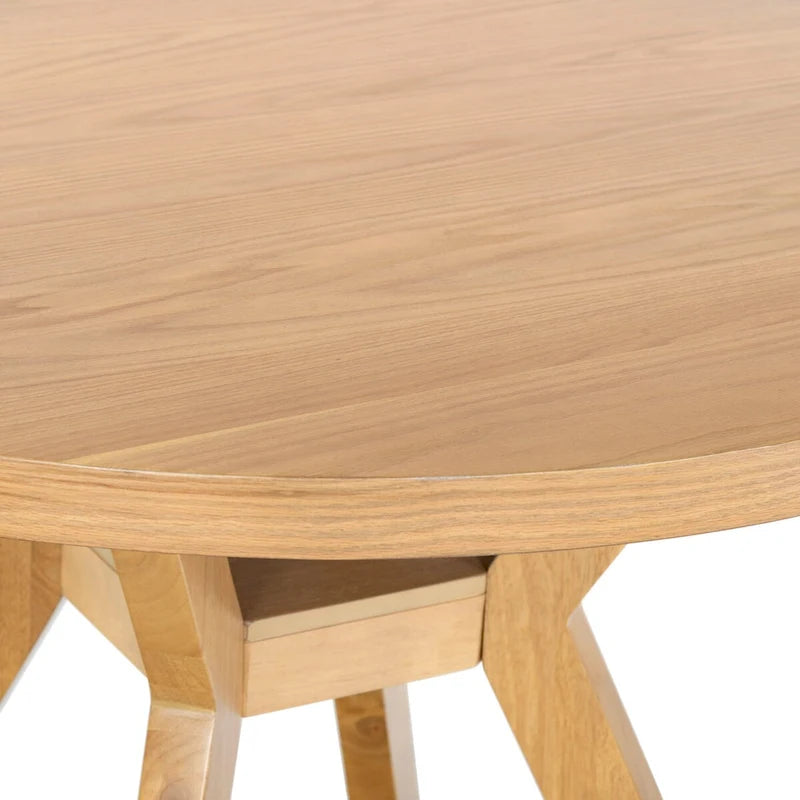 Table à manger ronde en bois naturel, 6 places